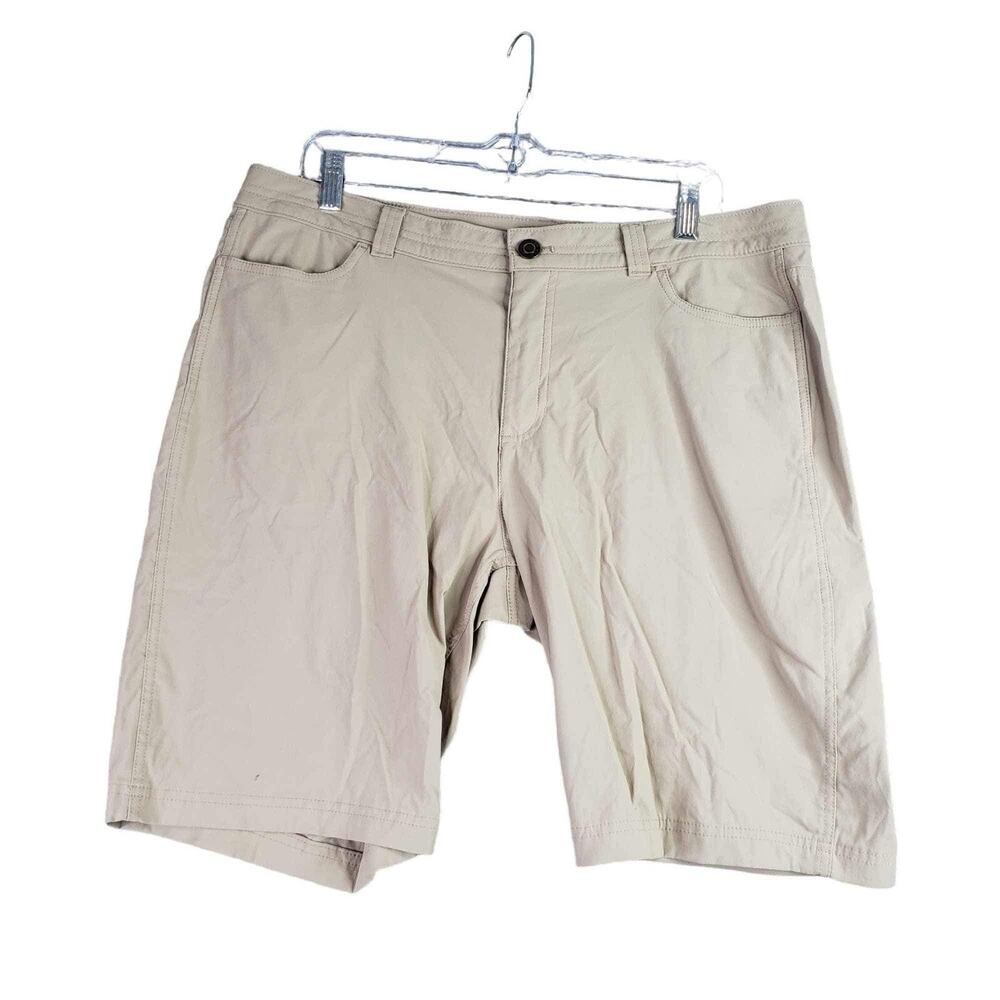 Eddie Bauer Bermuda Shorts Womens Size 16 Khaki Tan Nylon Hiking Pockets